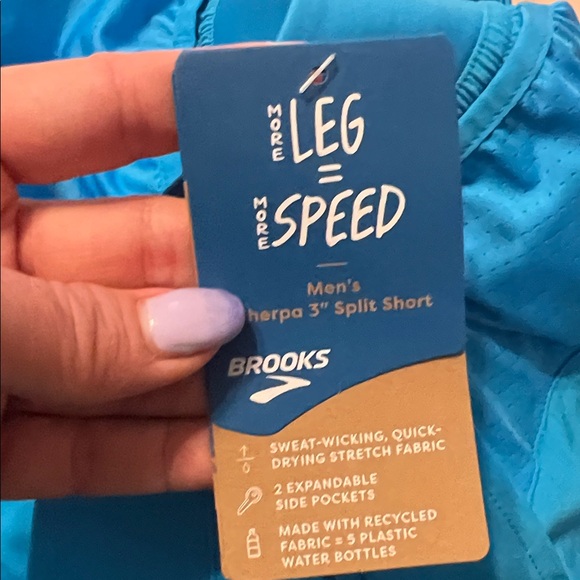 Brooks NWT Sherpa 3" Split Running Shorts Men's Medium Bright Blue Spring Break - Picture 4 of 6